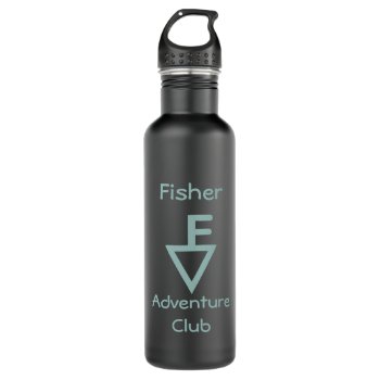 Fisher Adventure Club - Light Teal Logo Stainless Steel Water Bottle by Fisher_Family at Zazzle