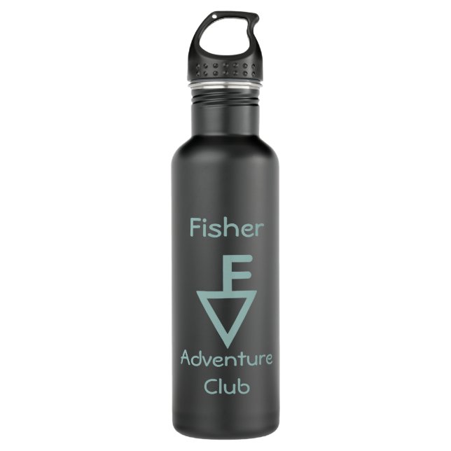 Fisher Adventure Club - Light Teal Logo Stainless Steel Water Bottle (Front)