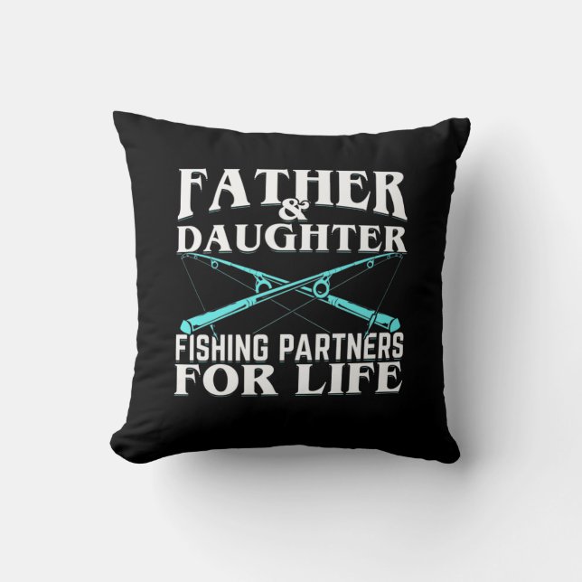 Fisher Father And Daughter Fishing Partner Throw Pillow (Front)