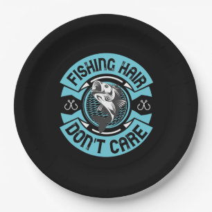 Fisher Fishing Hair Do Not Care Paper Plates
