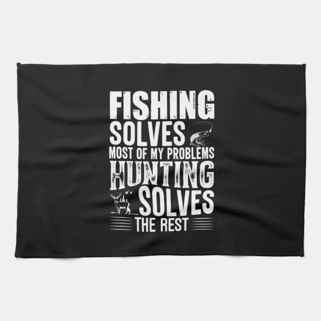 Fisher Fishing Solves Most Of My Problems Kitchen Towel (Horizontal)