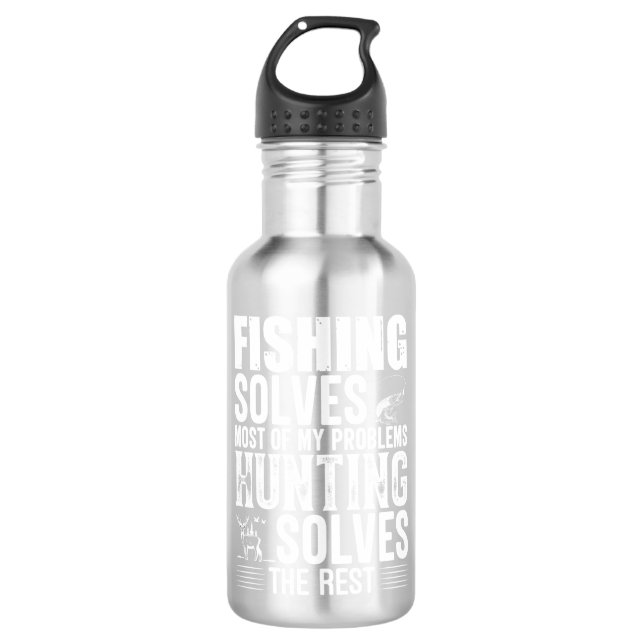 Fisher Fishing Solves Most Of My Problems Stainless Steel Water Bottle (Front)