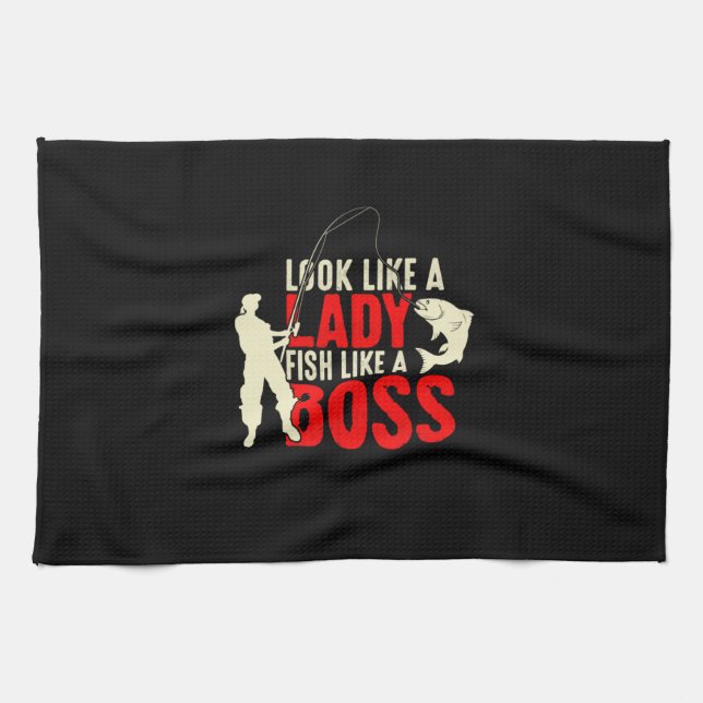 Fisher Gift A Lady Fish Like A Boss Kitchen Towel (Horizontal)