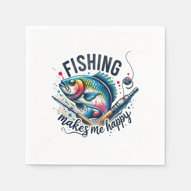 Fisher Gift Fishing Makes My Happy Napkins (Front)
