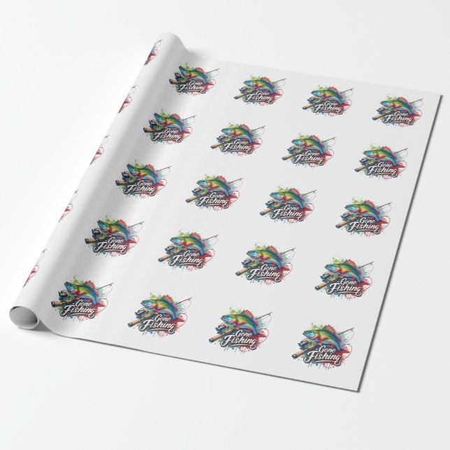 Fisher Gift Gone Fishing Wrapping Paper (Unrolled)