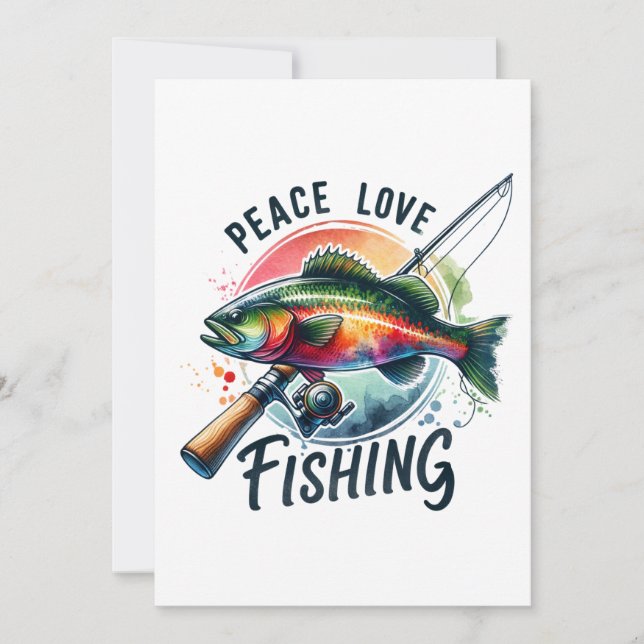 Fisher Gift Peace Love Fishing Invitation (Front)