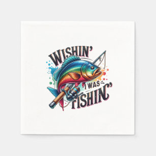 Fisher Gift Wishing I Was Fishing Napkins