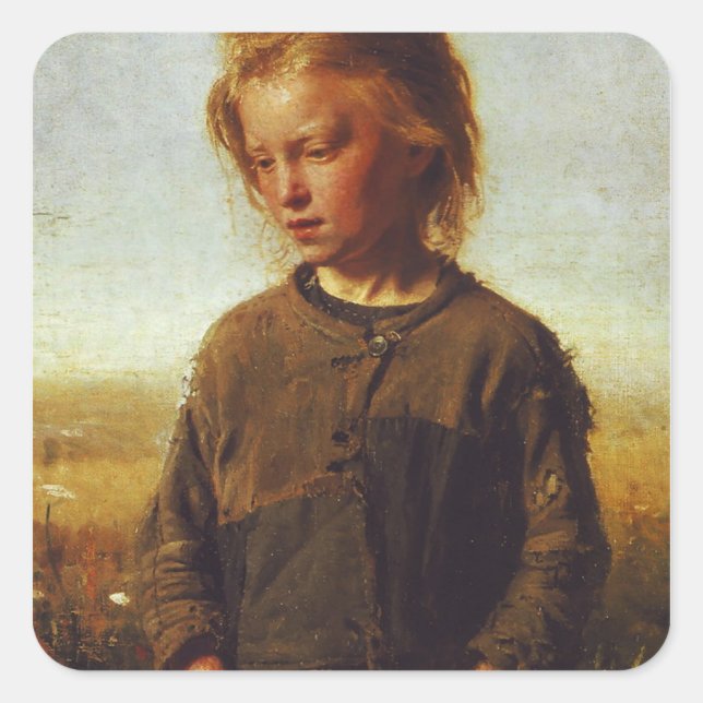 Fisher girl, 1874 square sticker (Front)