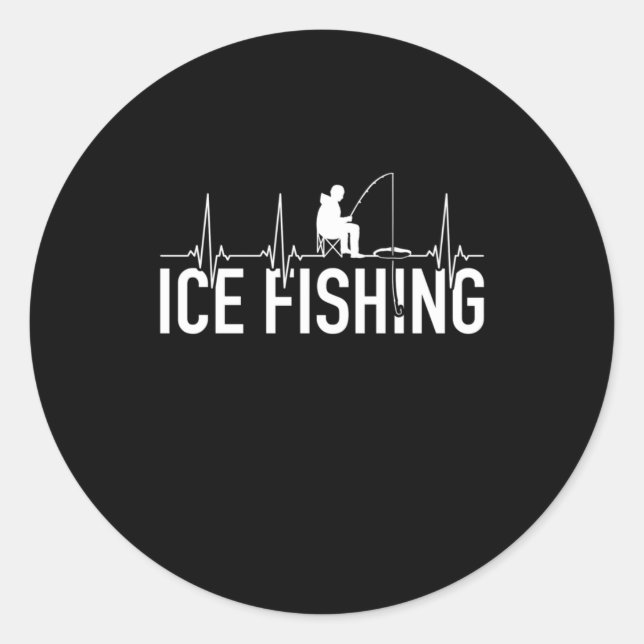Fisher Ice Fishing Heartbeat Classic Round Sticker (Front)