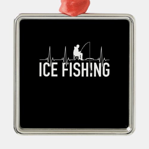 Fisher Ice Fishing Heartbeat Metal Ornament