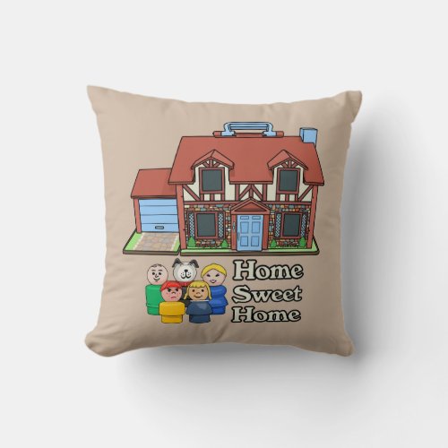 Fisher Price Little People Family With Tudor House Throw Pillow