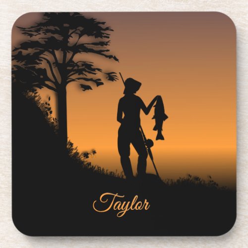 Fisher Woman at Dusk Personal Beverage Coaster