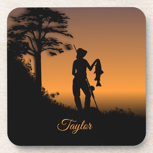 Fisher Woman at Dusk Personal Beverage Coaster (Front)