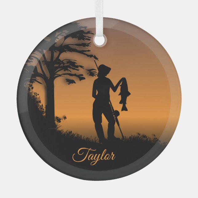 Fisher Woman at Dusk Personal Glass Ornament (Front)