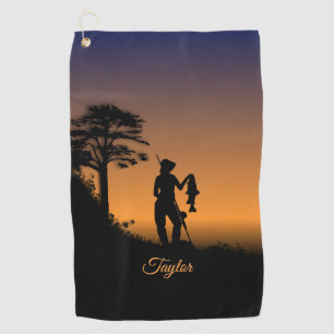 Fisher Woman at Dusk Personal Golf Towel