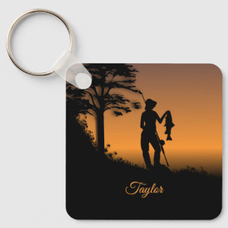 Fisher Woman at Dusk Personal Keychain