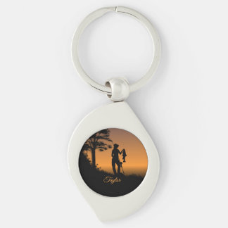 Fisher Woman at Dusk Personal Keychain