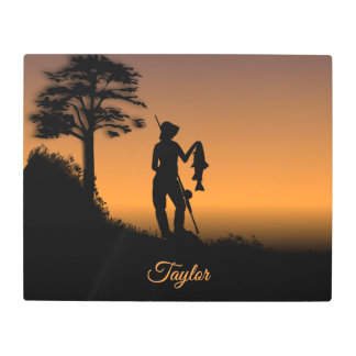 Fisher Woman at Dusk Personal Metal Print