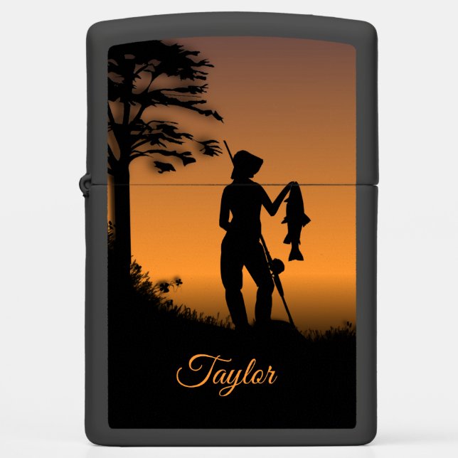 Fisher Woman at Dusk Personal Zippo Lighter (Front)