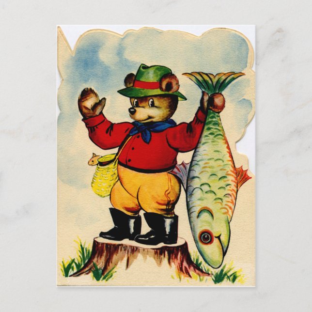 Fisherbear with his Catch of the Day Postcard (Front)