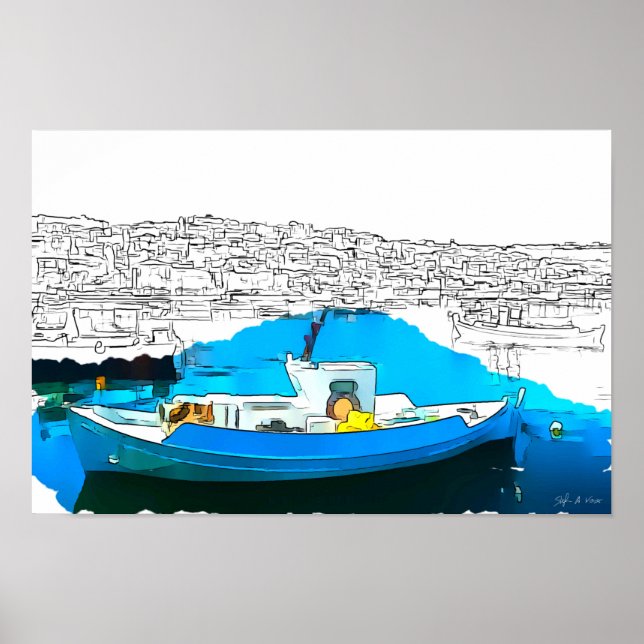 Fisherboat in Koroni Harbor A1 - Poster (Front)