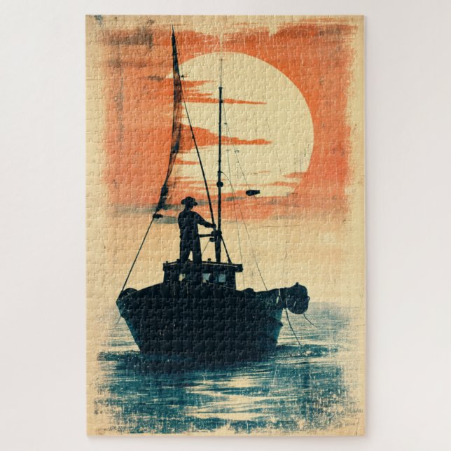 Fisherman (1) 1960s-Inspired Graphics Jigsaw Puzzle (Vertical)