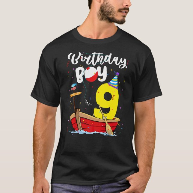 Fisherman 9th Birthday Boy Fishing 9 Year Old Them T-Shirt (Front)