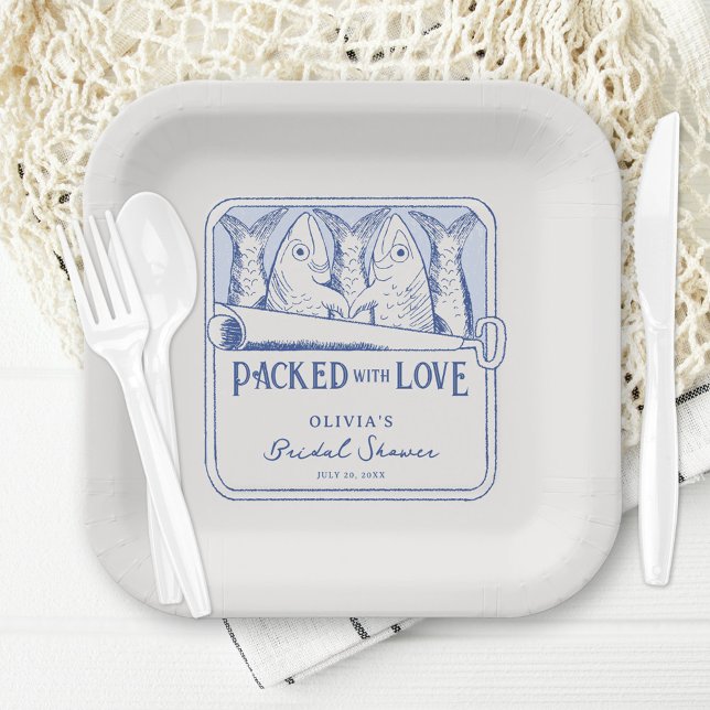 Fisherman Aesthetic Sardines Bridal Shower Paper Plates (Creator Uploaded)