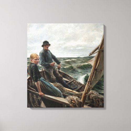 Fisherman and Daughter at Sea by Albert Edelfelt Canvas Print