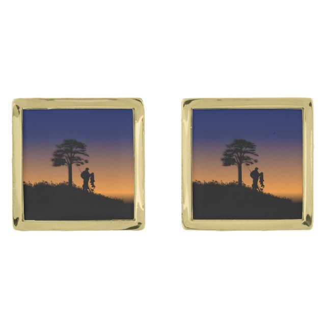 Fisherman at Dusk Gold Cufflinks (Front)