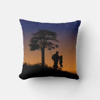 Fisherman at Dusk Throw Pillow