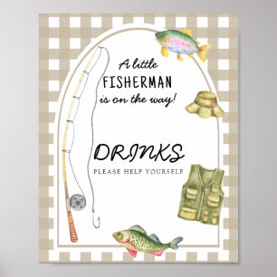 Fisherman baby shower - Drinks help yourself Poster