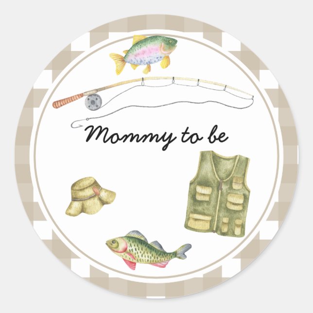 Fisherman Baby Shower - Mommy to be Classic Round Sticker (Front)