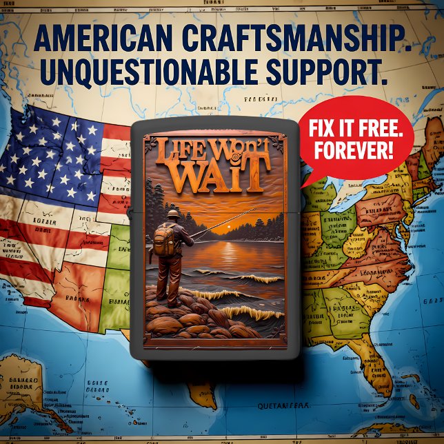 Fisherman Backpack Shore Cast Sunset Zippo Lighter (Creator Uploaded)