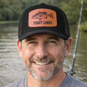 Fisherman Bass Fish Leather Patch Hat