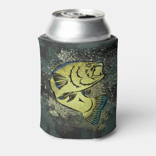 Fisherman Bass Tribal Art Camo Can Cooler