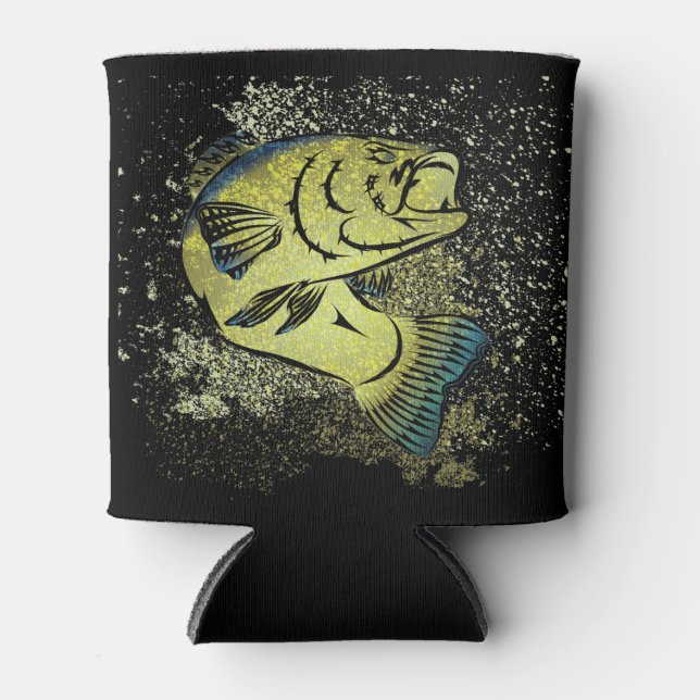 Fisherman Bass Tribal Art Can Cooler (Front)