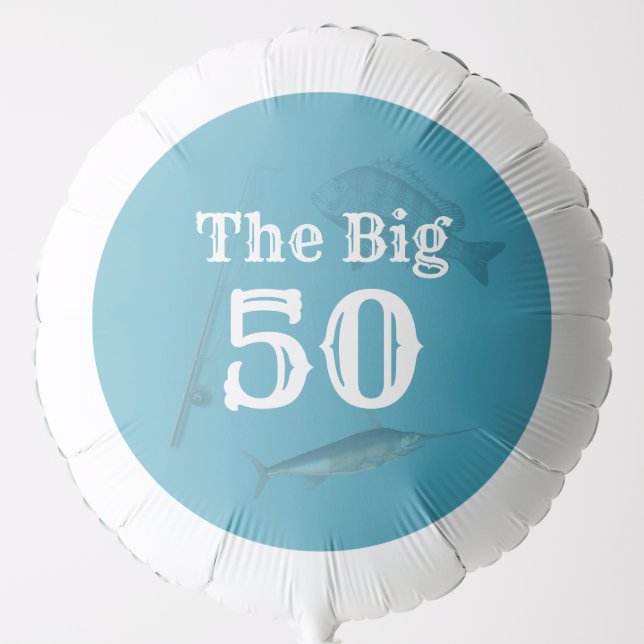 Fisherman Birthday Balloon Big 50 Custom Age (Front)