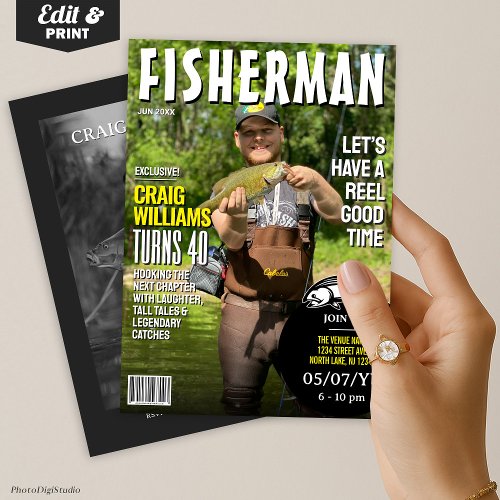 Fisherman Birthday Invite, Fishing Magazine