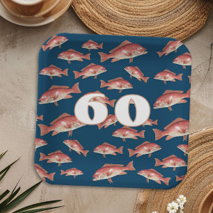 Fisherman Birthday Red Snapper Pattern Paper Plates