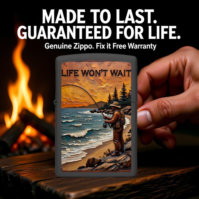 Fisherman Blue Water Beach Sunset Zippo Lighter (Creator Uploaded)