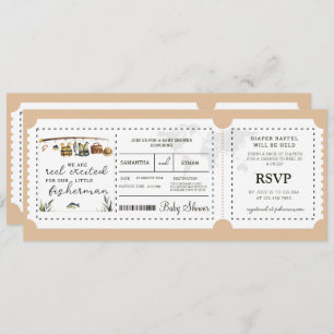 Fisherman Boarding Pass Boy Travel Baby Shower Invitation