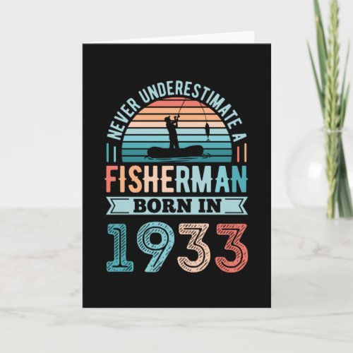 Fisherman born 1933 Fishing 90th Birthday Gift Card