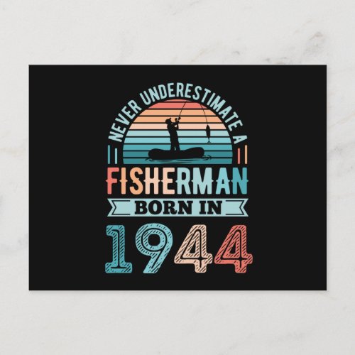 Fisherman born 1944 Fishing 80th Birthday Gift Postcard