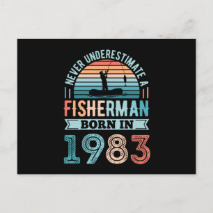 Fisherman born 1983 Fishing 40th Birthday Gift Postcard