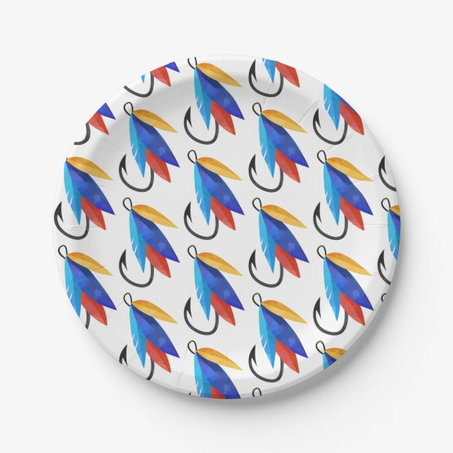 Fisherman Boy Birthday Fish Pattern Cute Paper Plates (Front)