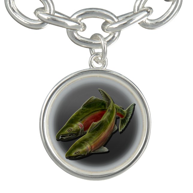Fisherman Bracelet Coho Salmon Fish Charm Bracelet (Design)