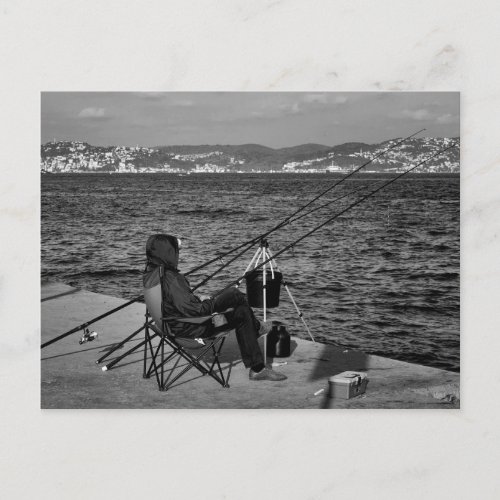 Fisherman by Bosphorus in Istanbul Postcard
