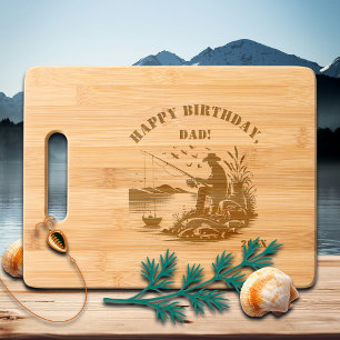Fisherman by the Lake Birthday Engraved Cutting Board