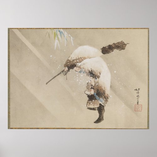 Fisherman Carrying His Net in the Snow 1821 Poster